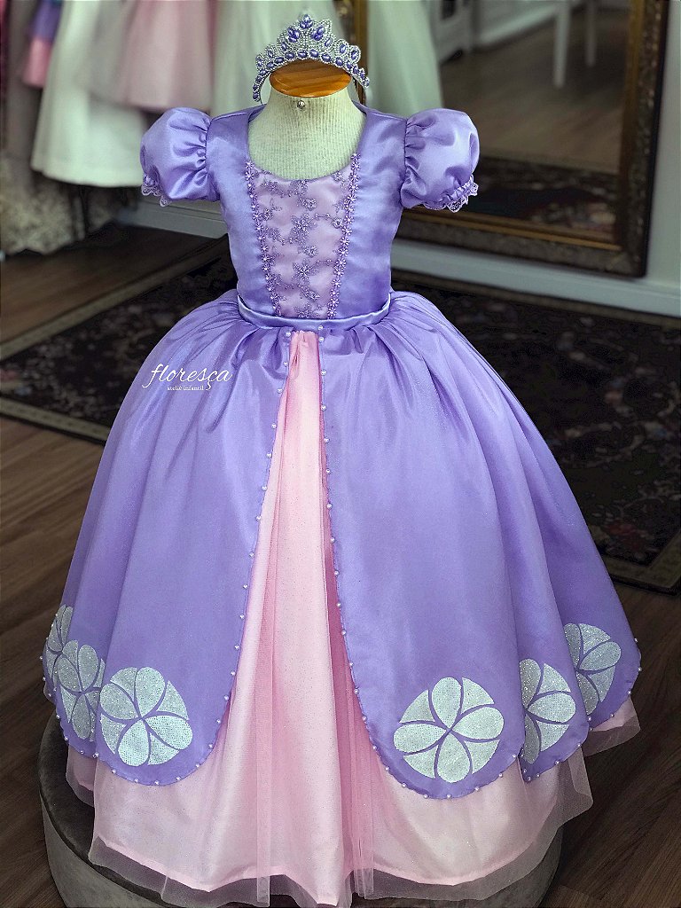Vestido Infantil Princesinha Sofia  Floresça Ateliê - Floresça Ateliê  Infantil