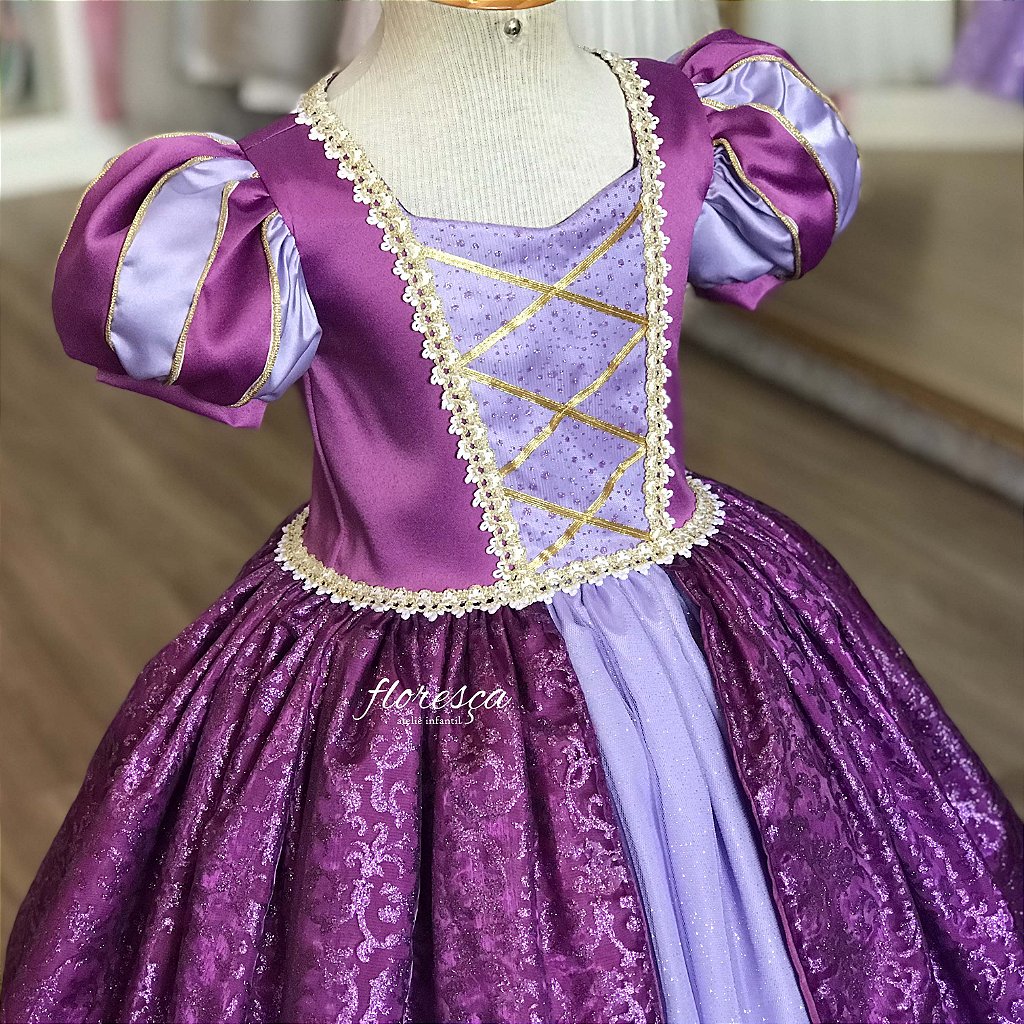 Vestido Infantil Princesa Rapunzel