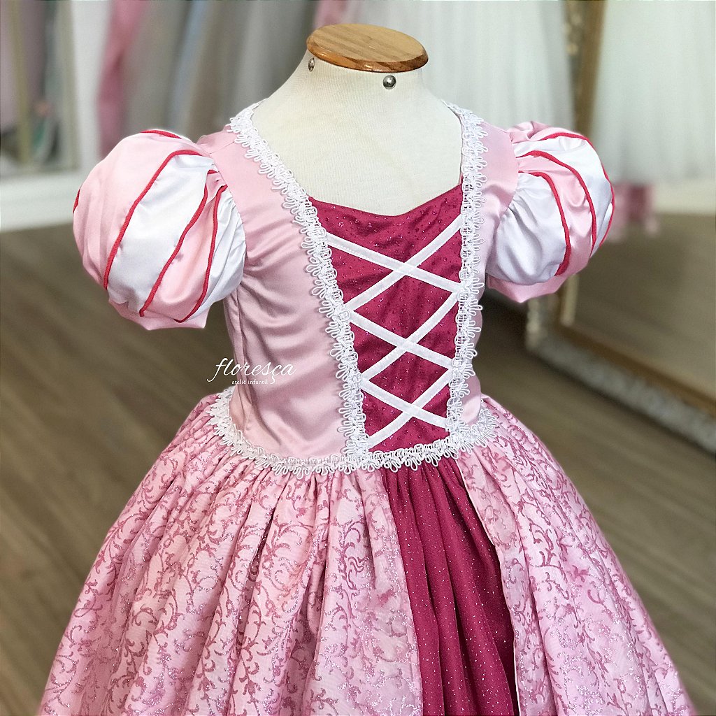 Vestido Infantil Princesa Cinderela Desenho  Floresça Ateliê - Floresça  Ateliê Infantil