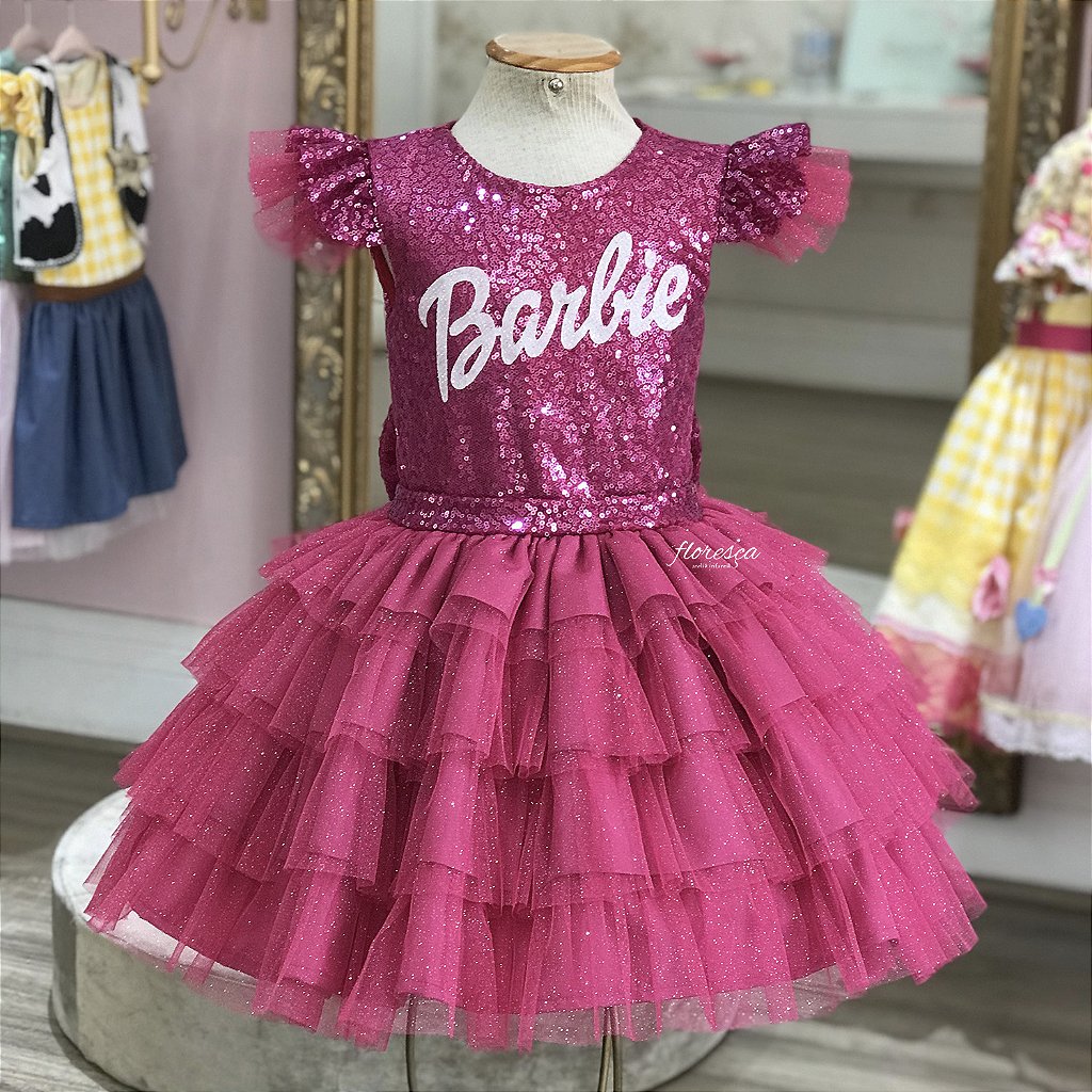 Vestido roupa barbie girl infantil