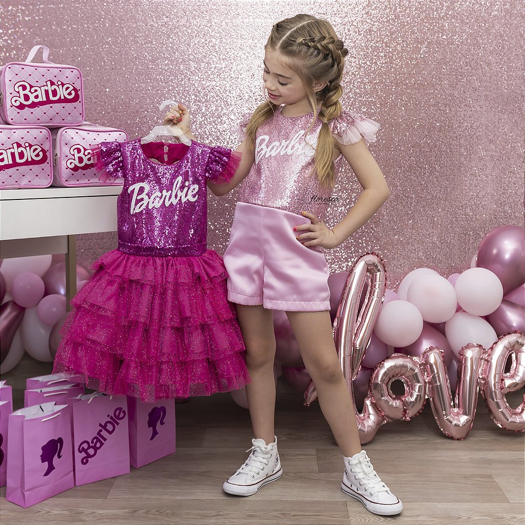 Kit 6 Roupinhas Luxo Para Barbie Vestidos Saia Macacão - Rose