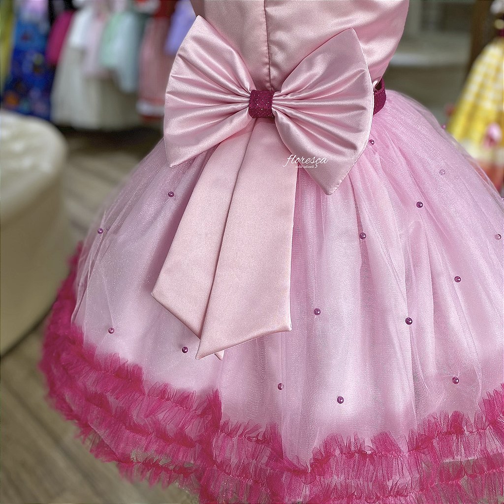 Vestido Infantil Barbie Rosa e Roxo  Floresça Ateliê - Floresça Ateliê  Infantil