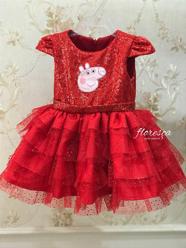 Vestido Infantil Peppa Pig Roupa Infantil Pink Vestido Tema Peppa