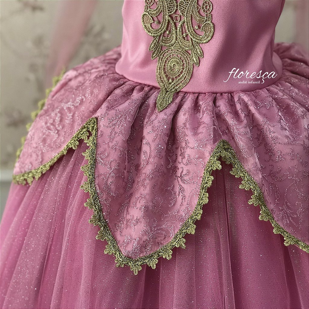 Vestido Fantasia Infantil Aurora Princesa Bela Adormecida