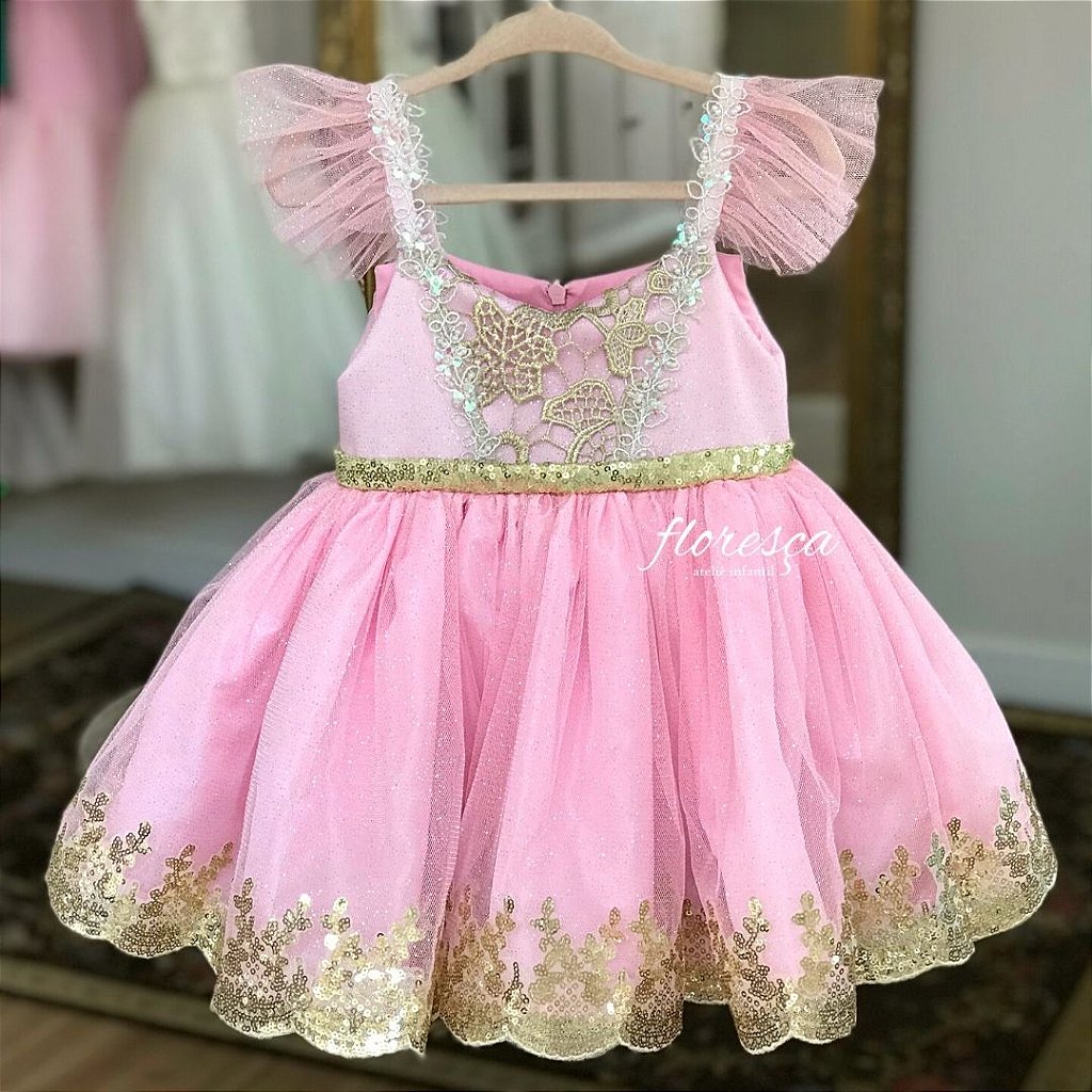 Vestido Infantil Barbie Rosa  Floresça Ateliê - Floresça Ateliê