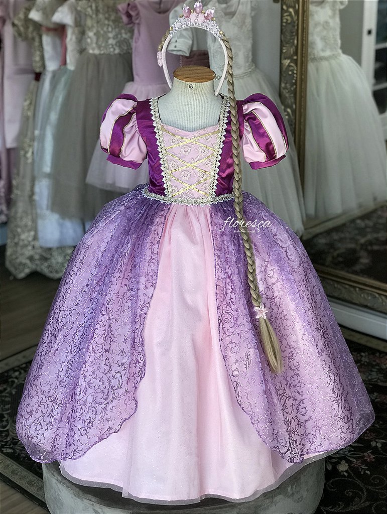 Vestido Infantil Princesa Rapunzel | Floresça Ateliê - Floresça Ateliê  Infantil
