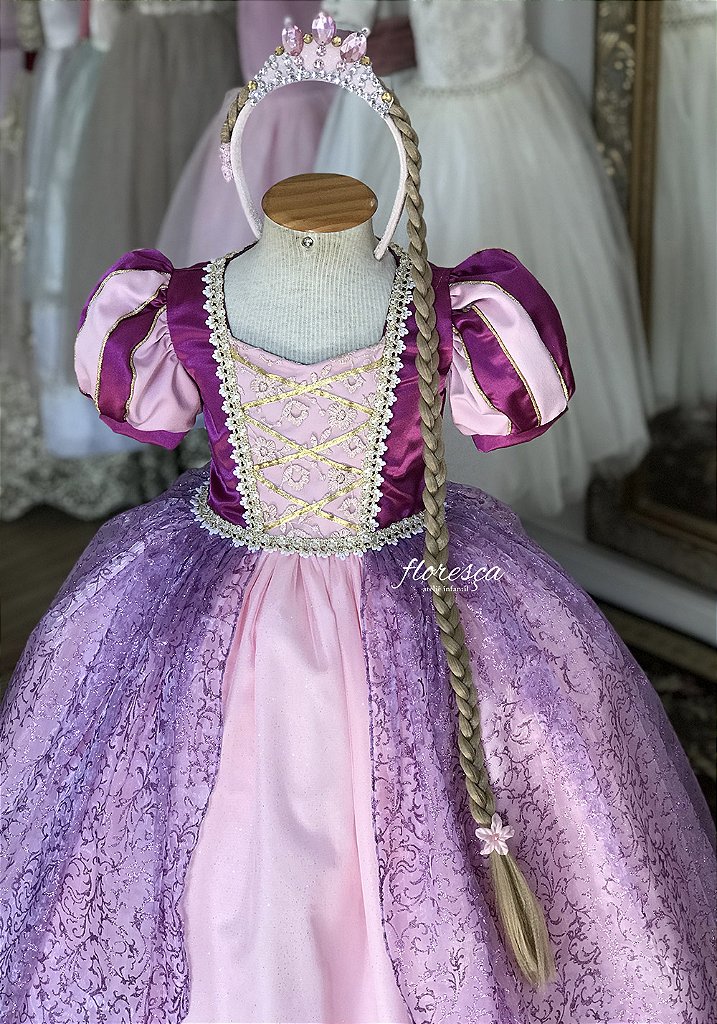 Vestido Infantil Princesa Rapunzel | Floresça Ateliê - Floresça Ateliê  Infantil