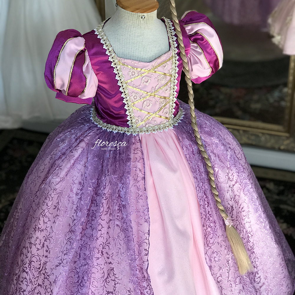 Vestido Infantil Princesa Rapunzel | Floresça Ateliê - Floresça Ateliê  Infantil