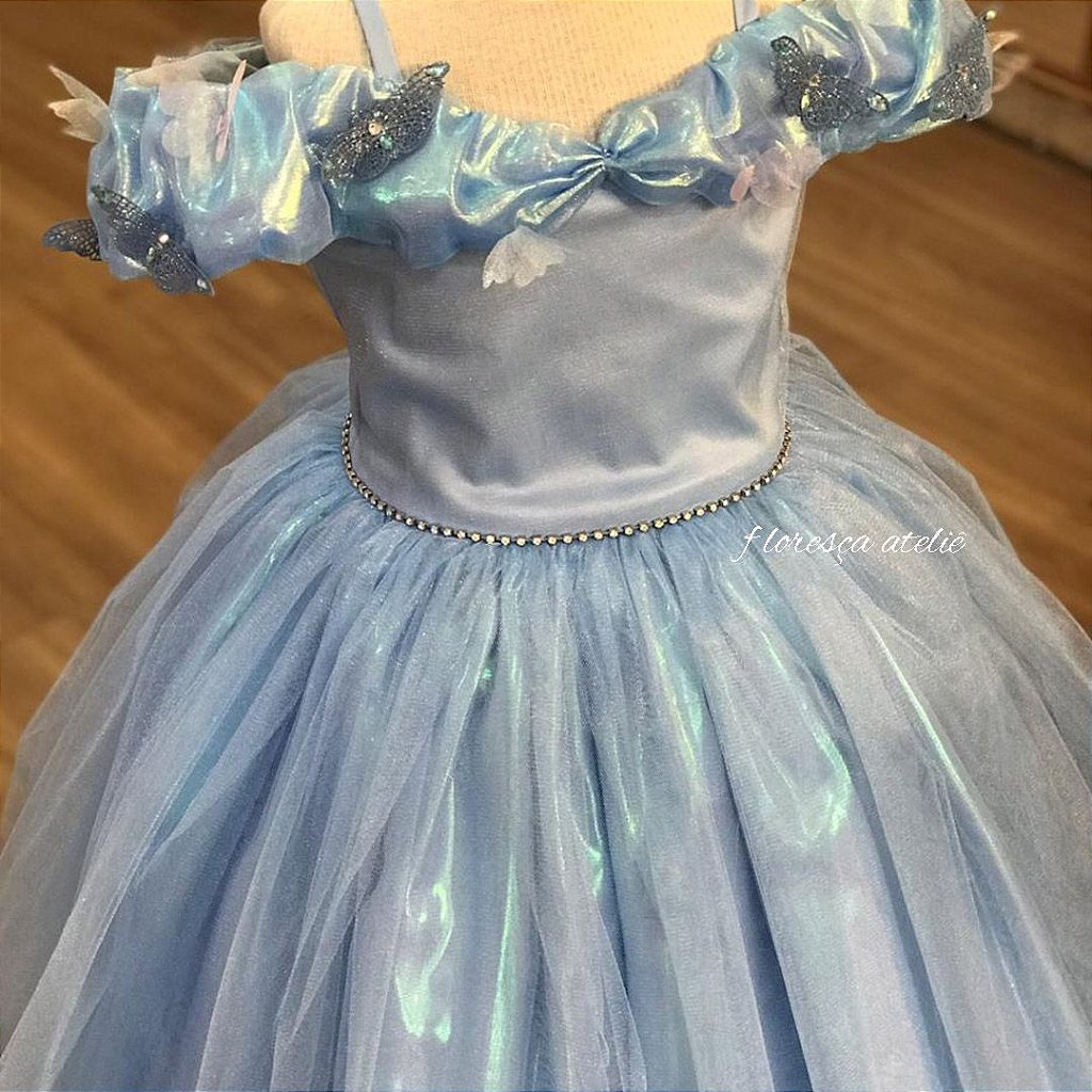 Vestido Infantil Princesa Cinderela Filme Brilho