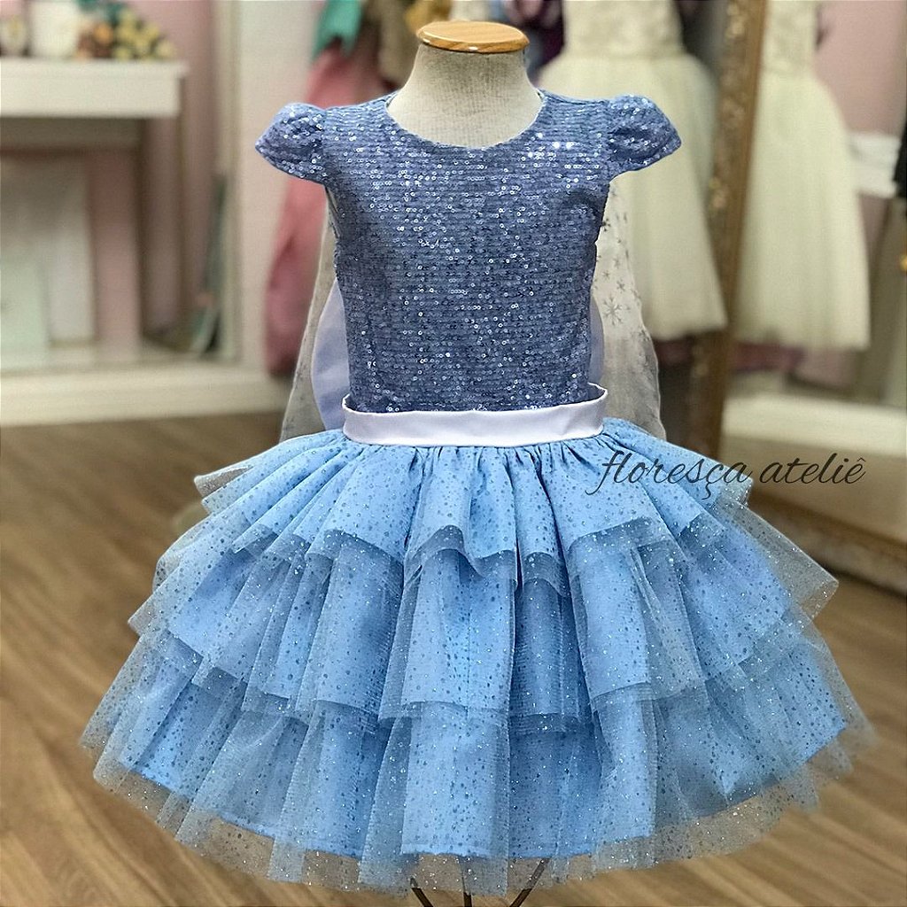 Vestido Infantil Princesa Elsa Curto - Frozen | Floresça Ateliê - Floresça  Ateliê Infantil