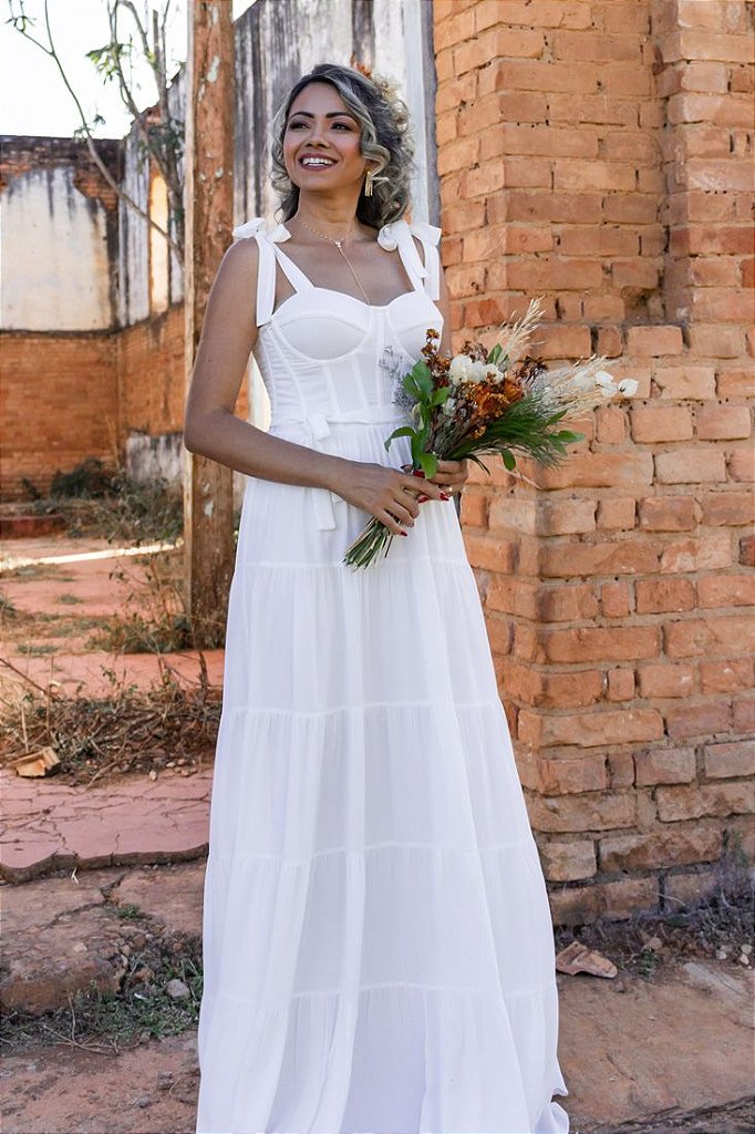 Vestido Branco Longo - vestido para casamento diurno - Ana Violeta Vestidos  de festa