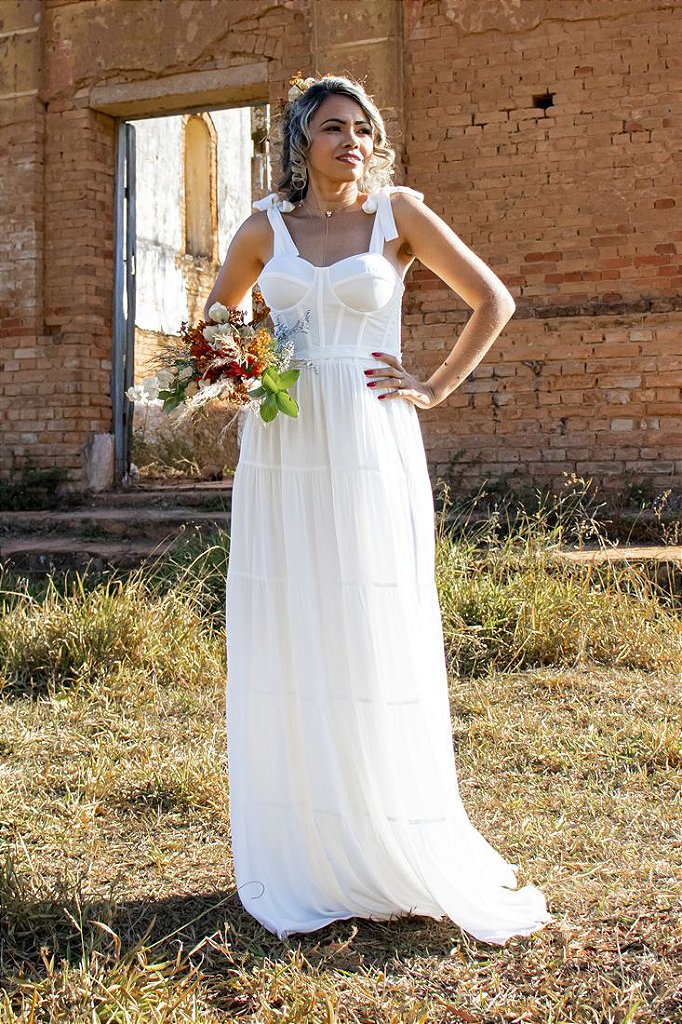 Vestido Branco Longo - vestido para casamento diurno - Ana Violeta Vestidos  de festa