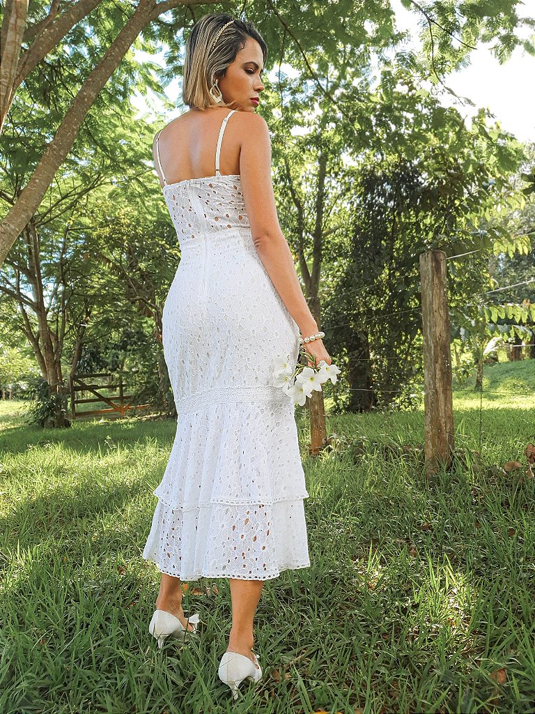 Vestido Midi com Bojo Alça Regulável