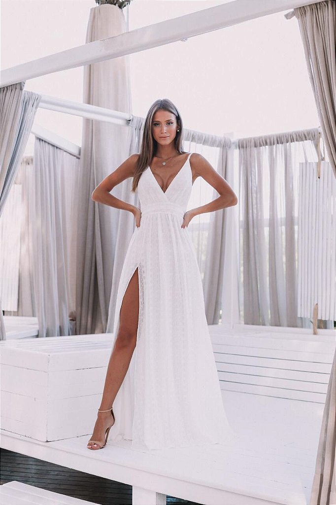 vestido branco longo simples