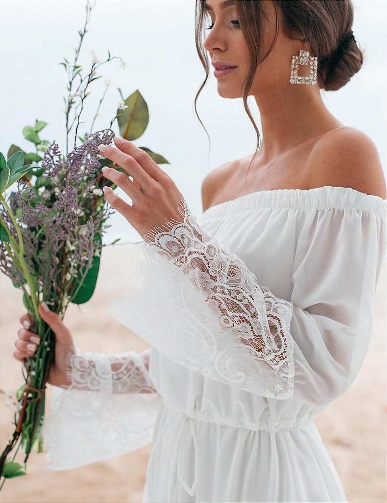 Vestido ombro a ombro | Vestido branco para casamento civil - Ana Violeta  Vestidos de festa