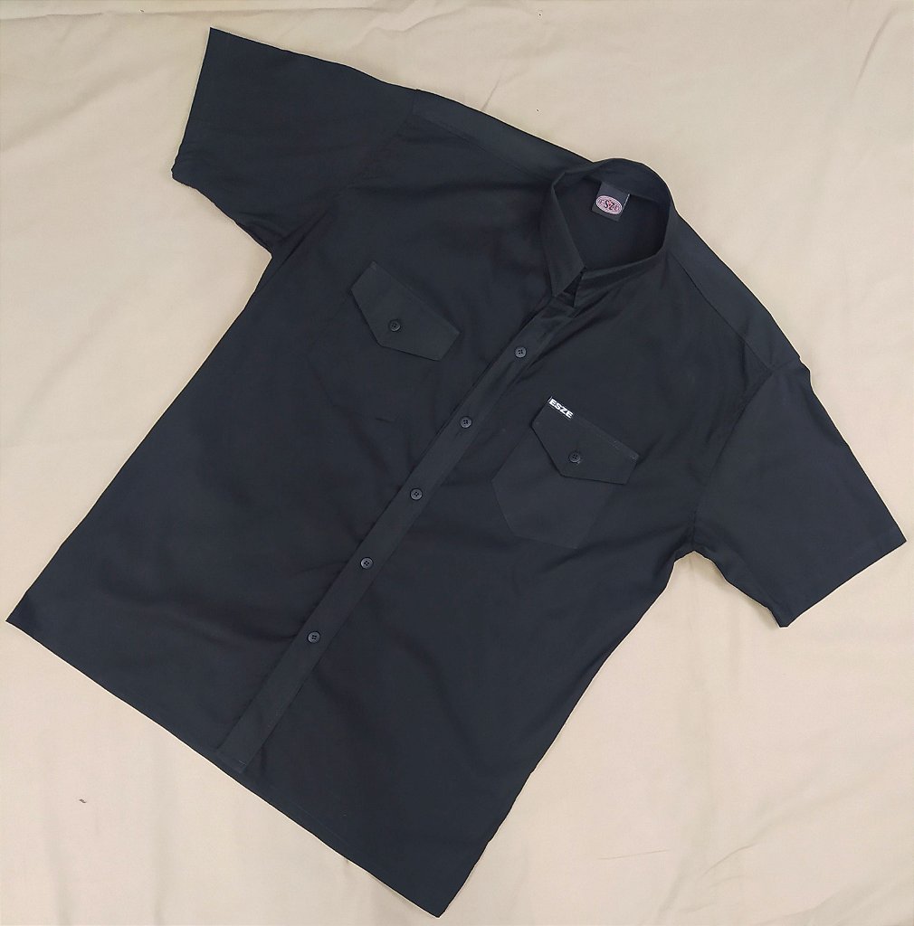 CAMISA DE BOTÃO WORKSHIRT PRETA - ESZE | Skate Shop | Camisetas