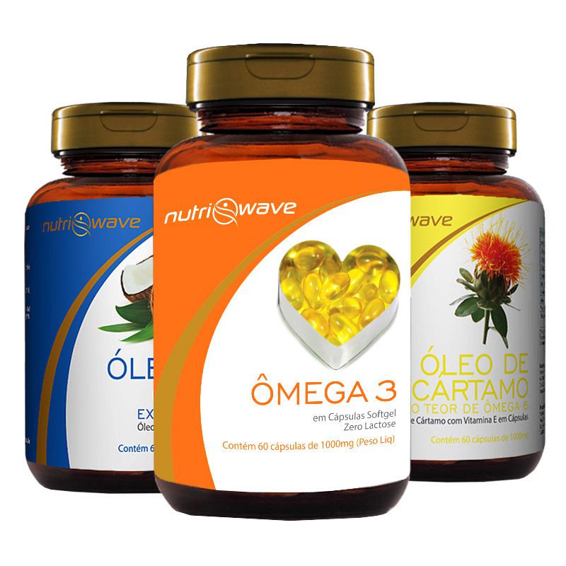 Kit Promocional Óleo de Coco, Óleo de Cártamo e Ômega 3 Nutriwave -  Nutriwave Suplementos e Vitaminas Premium
