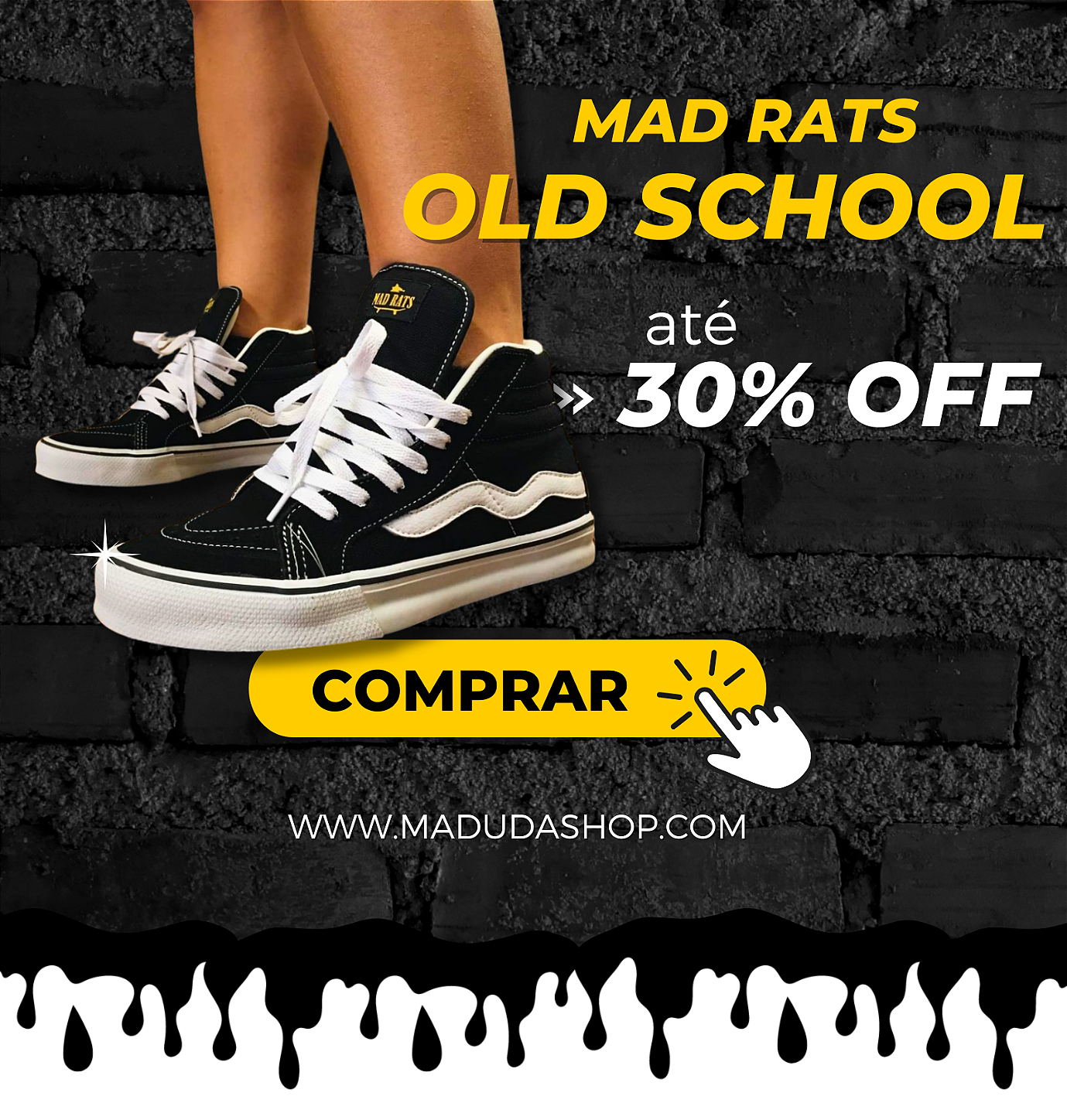 Tênis Hi Top Old School Mad Rats Cano Alto Skate - Maduda Shop