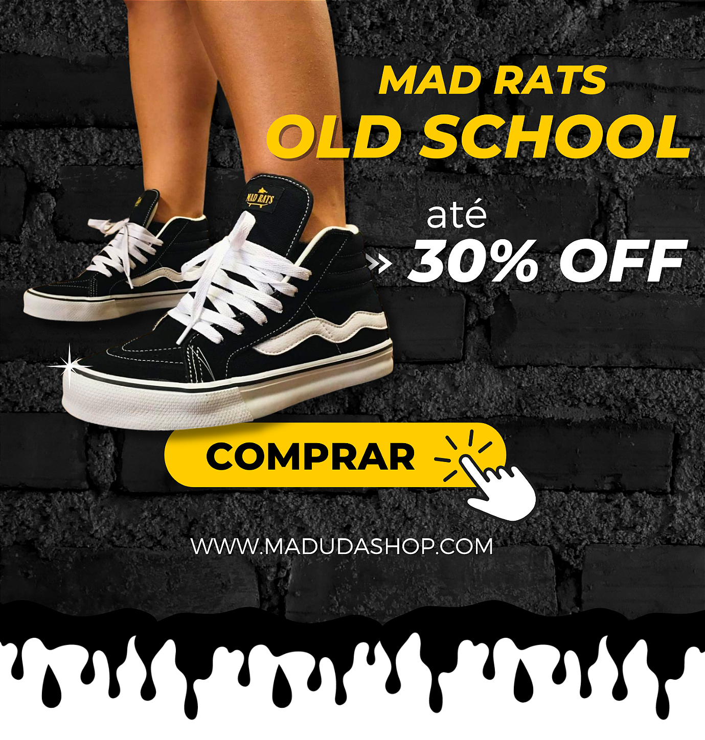 Tenis Mad Rats Hi Top Cano Longo Quadriculado