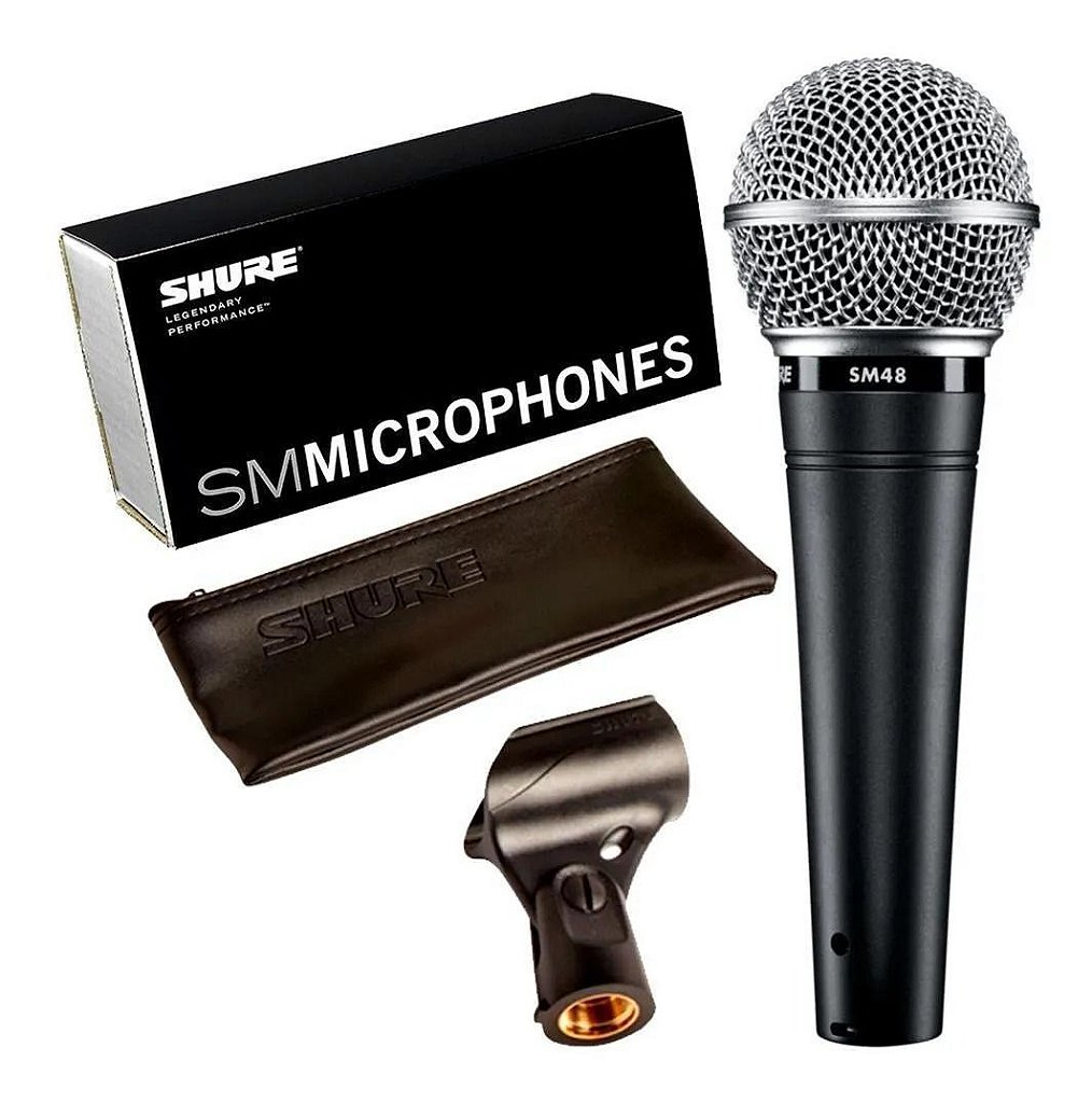 MICROFONE SHURE SM48-LC DE MAO DINAMICO 2 ANOS GARANTIA - Musical