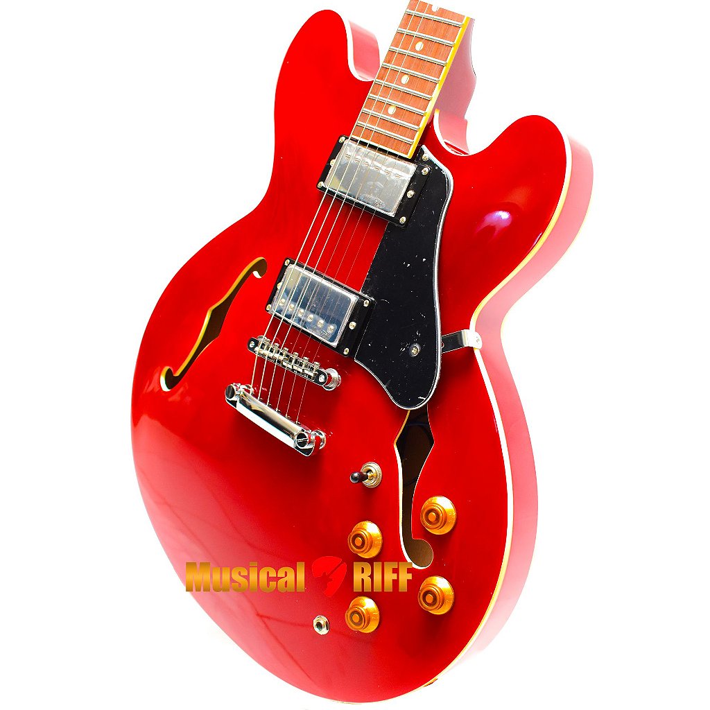 GUITARRA SEMI ACUSTICA VINTAGE VSA500 CHERRY RED CR - Musical RIFF