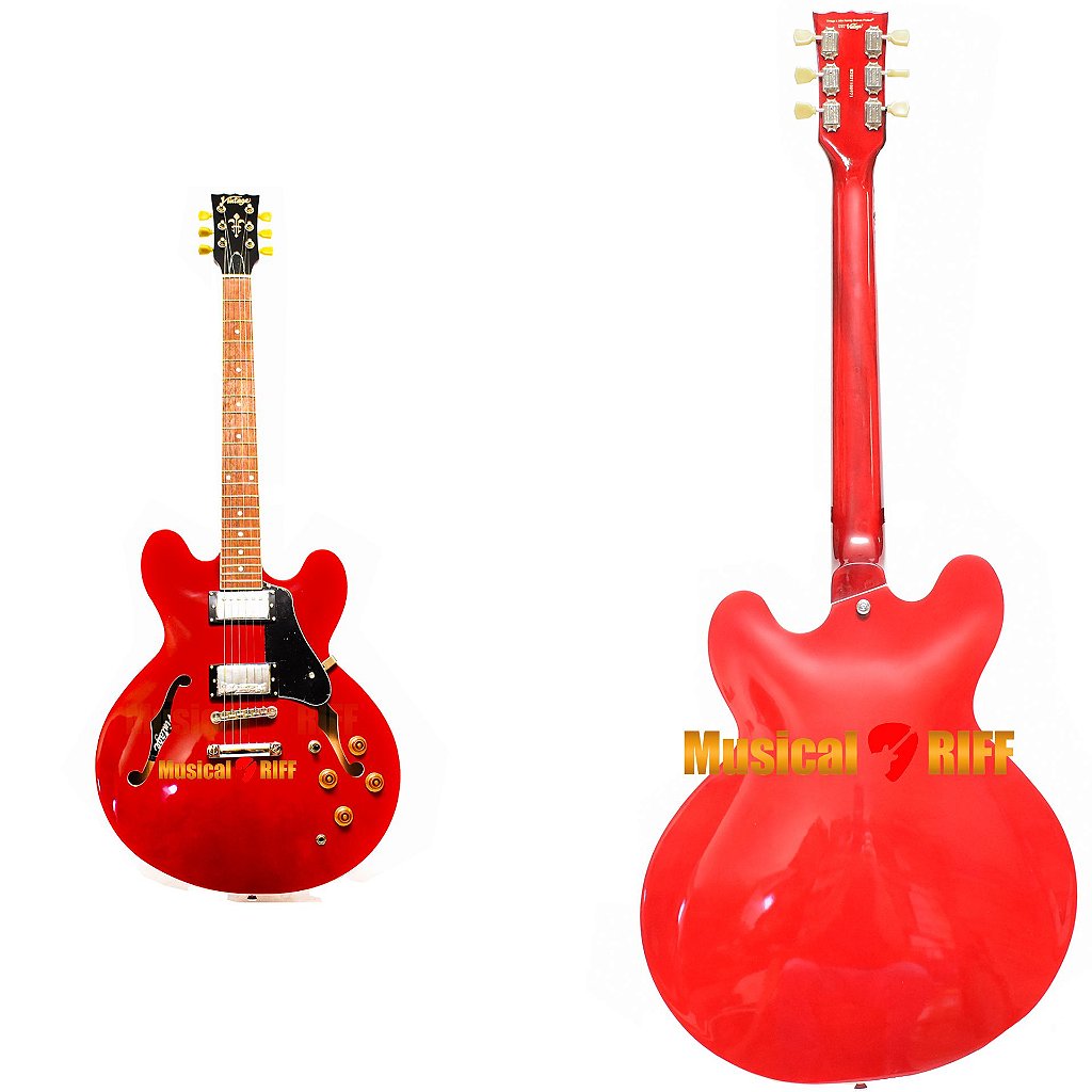 GUITARRA SEMI ACUSTICA VINTAGE VSA500 CHERRY RED CR - Musical RIFF