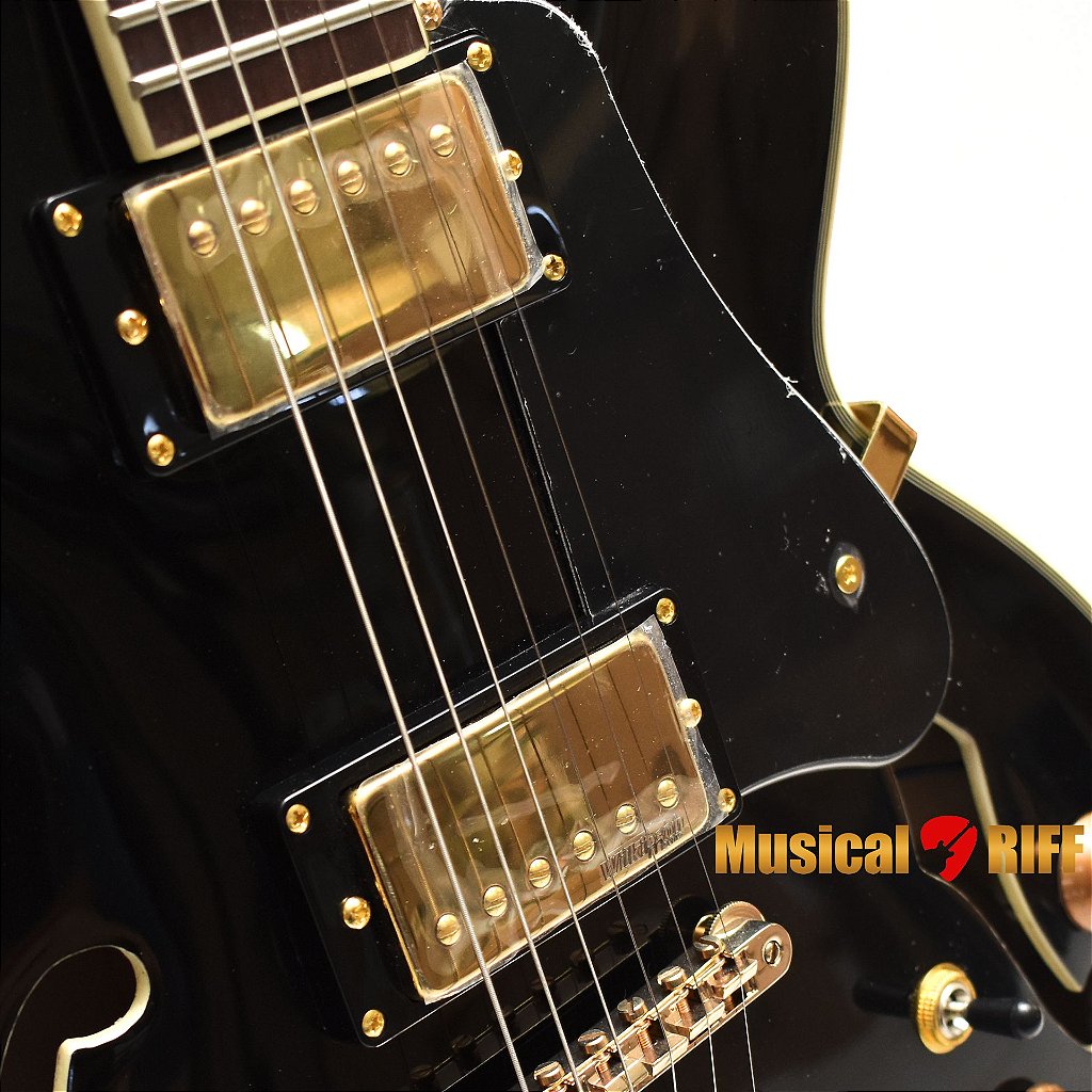 GUITARRA SEMI ACUSTICA VINTAGE VSA500 GLOSS BLACK GBK - Musical