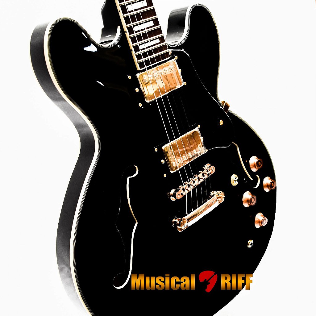 エレキギター vintage vsa500psb ケース付き GUITARRA SEMI ACUSTICA VINTAGE VSA500 GLOSS BLACK GBK - Musical