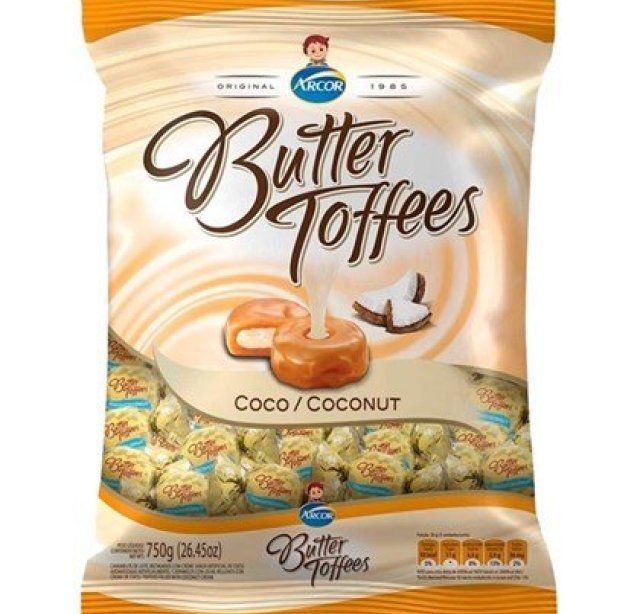 Bala Butter Toffees Coco Arcor 500g  J.A. Doces - Distribuidora de Doces  em Curitiba Online