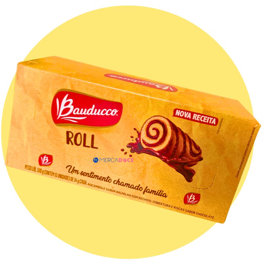 Bolinho Bauducco Roll Chocolate 15x34g  Compre na Mercadoce - Mercadoce -  Doces, Confeitaria e Embalagem