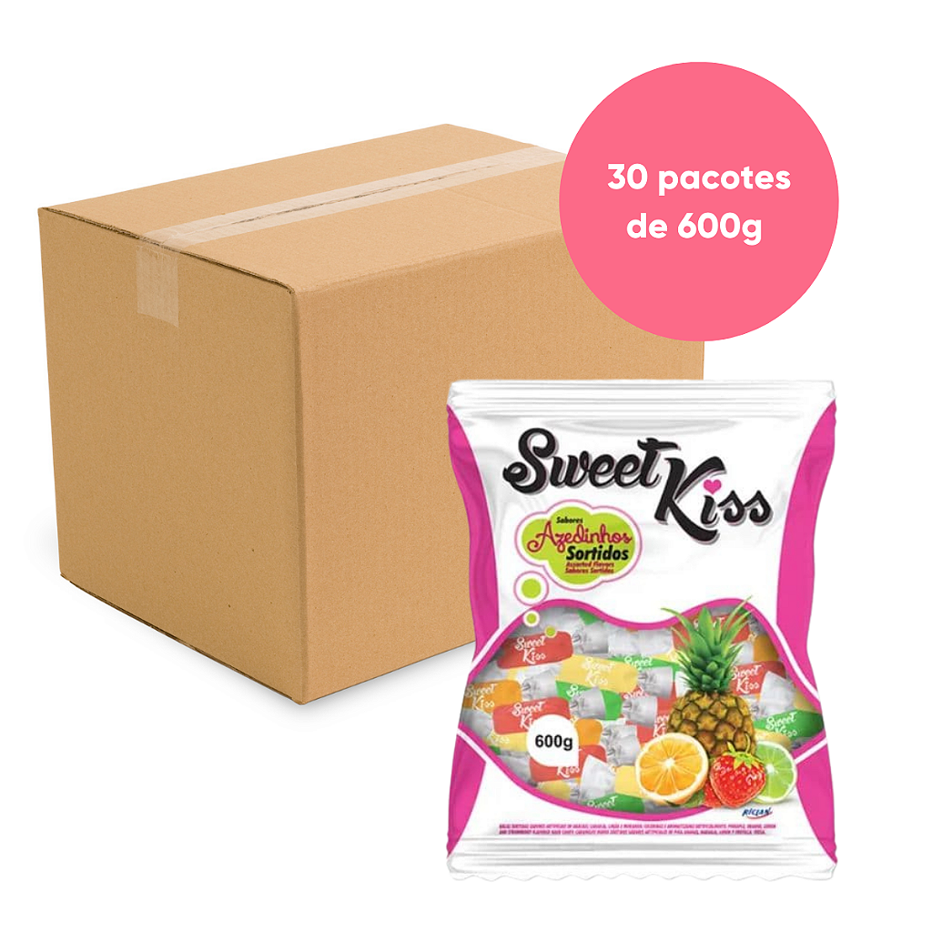 その他 candy Caixa Bala Sweet Kiss Azedinha Sortida Freegells 600g com 30