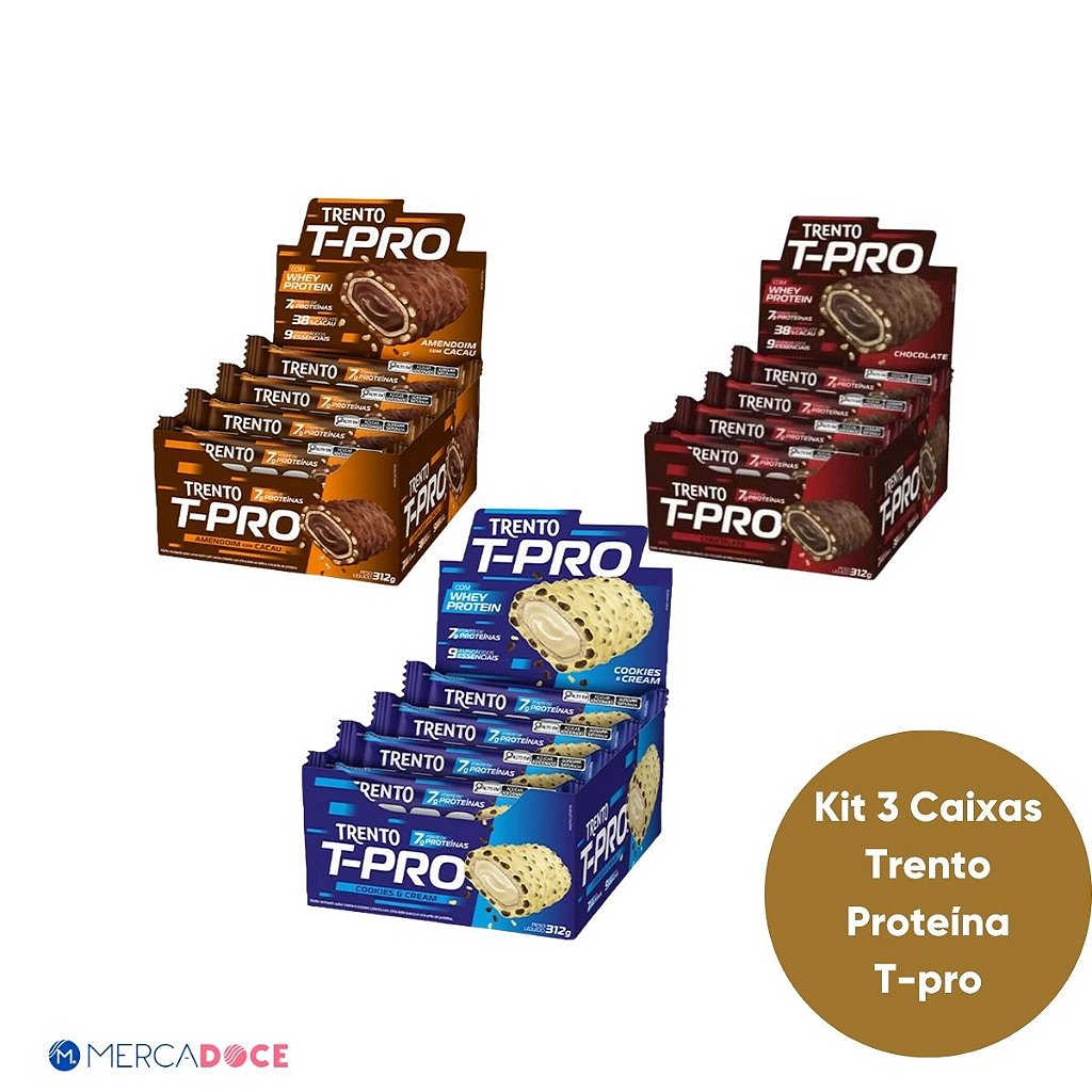 Kit 3 Caixas Trento Proteína Tpro 7g Whey Protein - 12 Unidades de