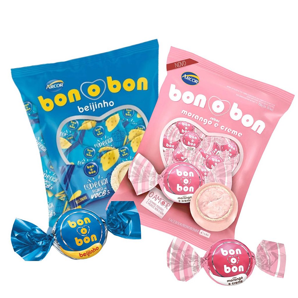 bonbon Store 2点 まとめ商品 Kit 2 Pacotes Bombom Bonobon Morango e Beijinho Arcor 750g