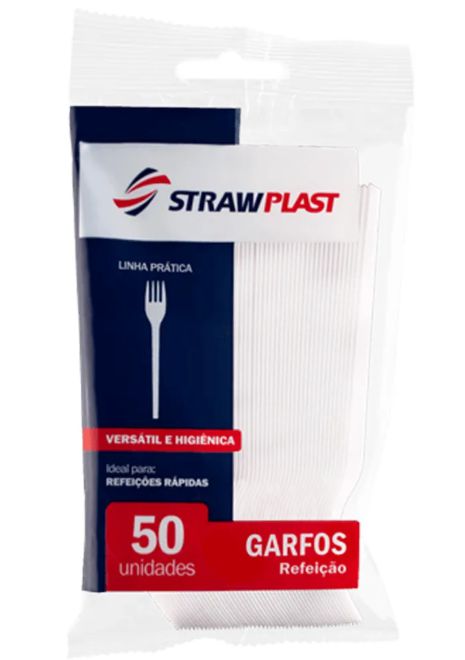 Straw Garfo x Faca Kit Forte Branco com 50 unidades