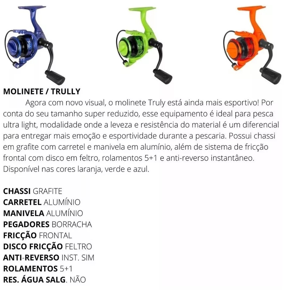 Molinete Saint Microligh Truly 800 5+1 Rol Drag: 2,5kg - Cor Laranja - Shop  do Mineiro