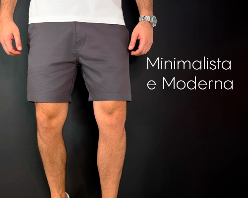 Modelo vestindo Bermuda Sarja Premium Vidic
