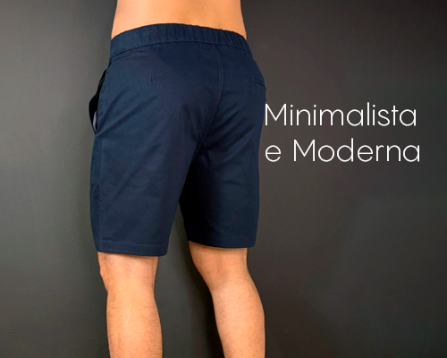 Modelo vestindo Bermuda Sarja Premium Vidic