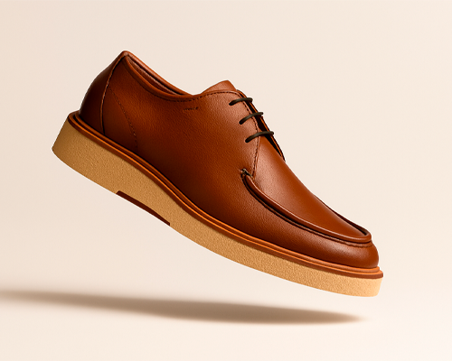 Detalhe do cabedal Derby Vermont Whisky