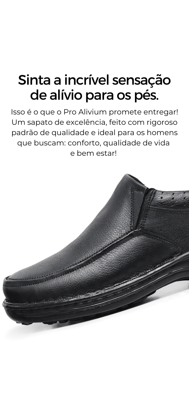 Sapato Masculino De Couro Legítimo Pro Alivium - 8001 Preto - Comfort Shoes