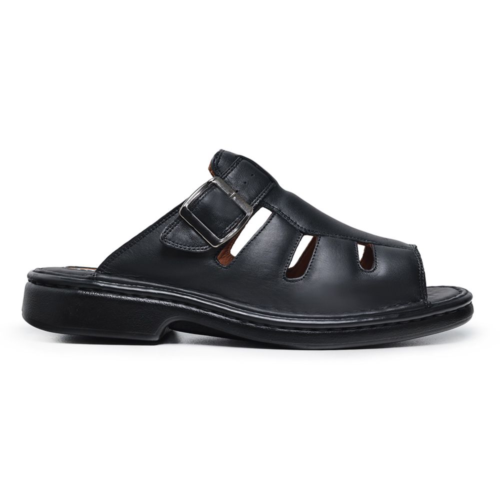 Sandália Masculina De Couro Legítimo Soft Comfort - 2611 Preta