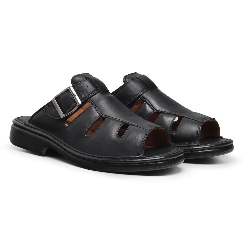 Sandália Masculina De Couro Legítimo Soft Comfort - 2611 Preta
