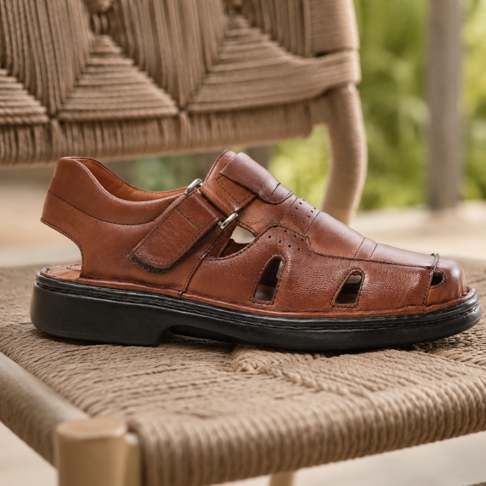 Sandália Comfort Shoes De Couro - Comfort Shoes