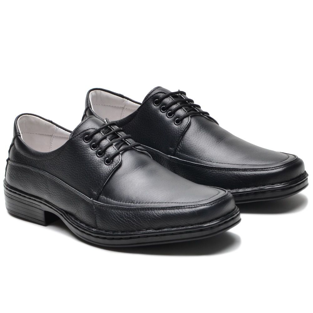 Sapato Masculino De Couro Legítimo Comfort 001S Preto Comfort