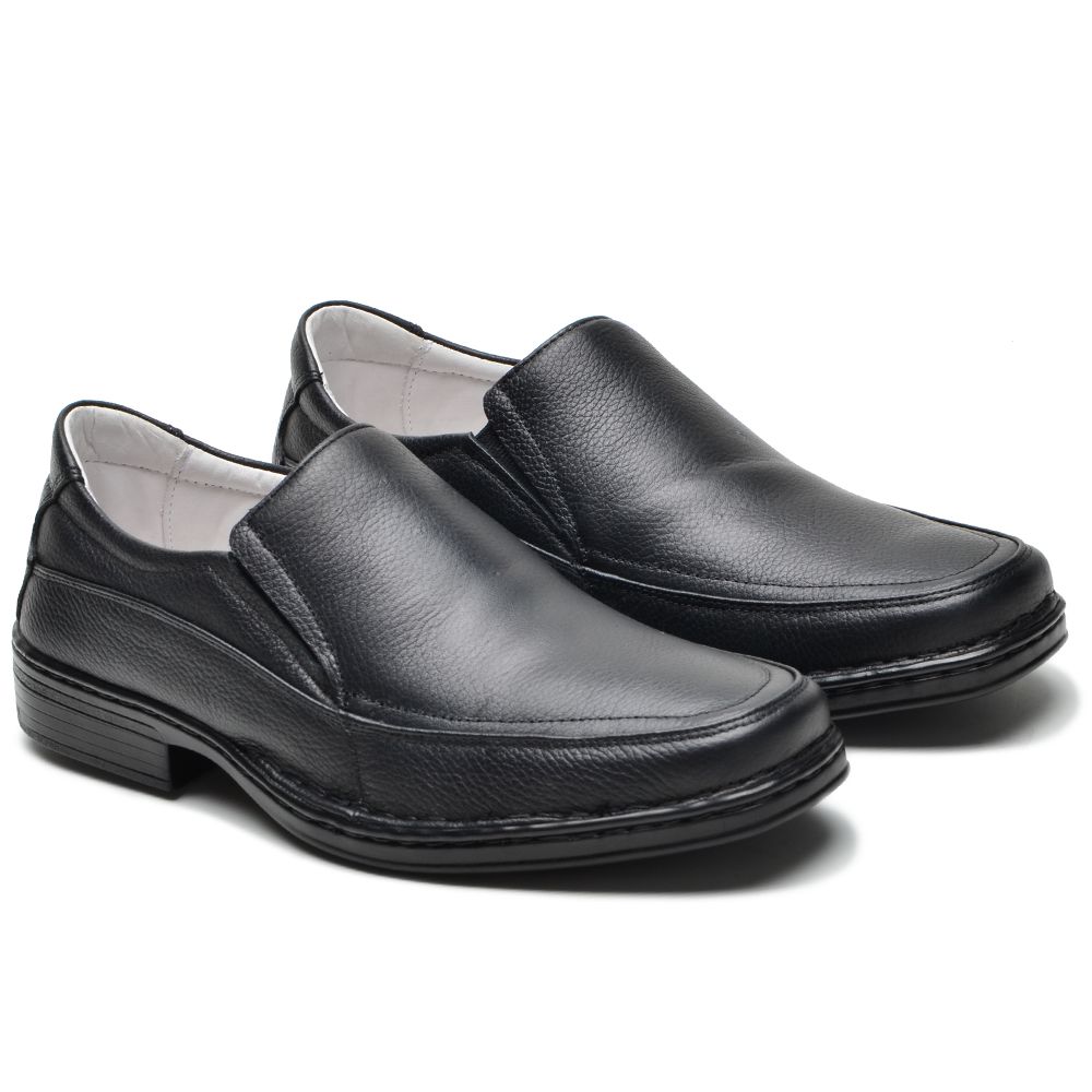 Sapato Masculino De Couro Legítimo Comfort 008S Preto Comfort