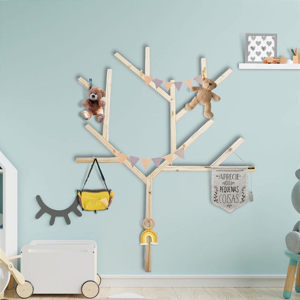 Cabideiro Árvore Galhos de Parede para Quarto Infantil Montessori - Madeira  Prime - Decore e Organize