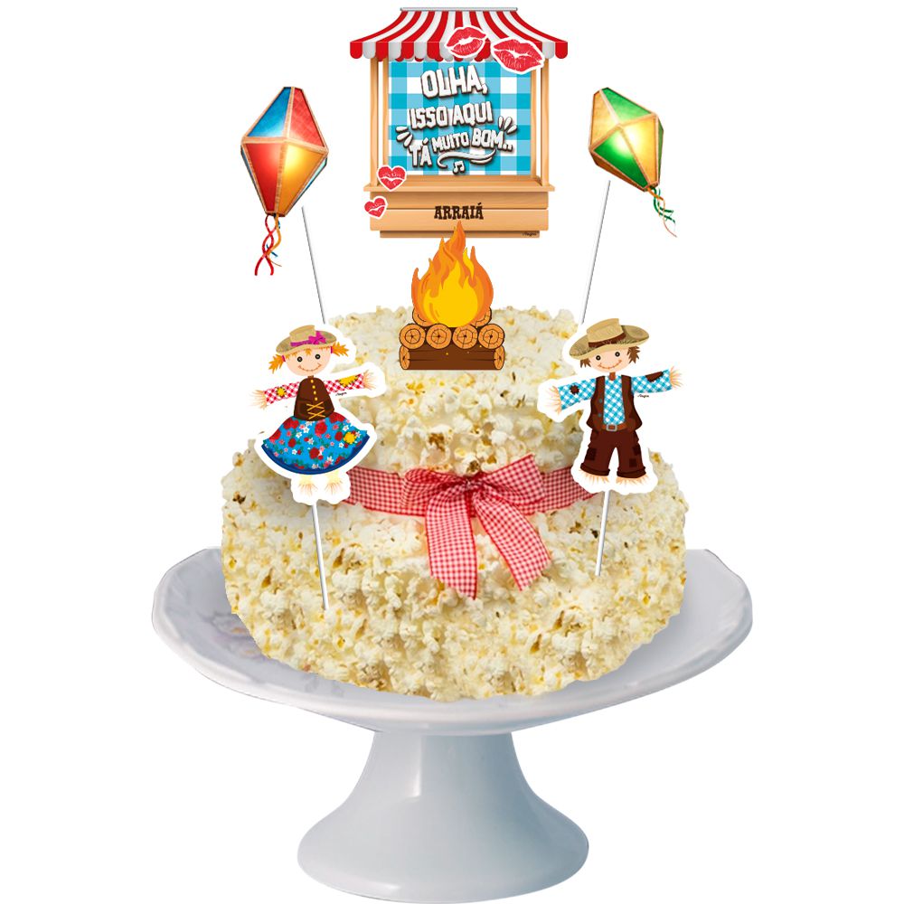6 Topo Decoração de Bolo Tema Festa JuninaJulina - Fantasia Kids