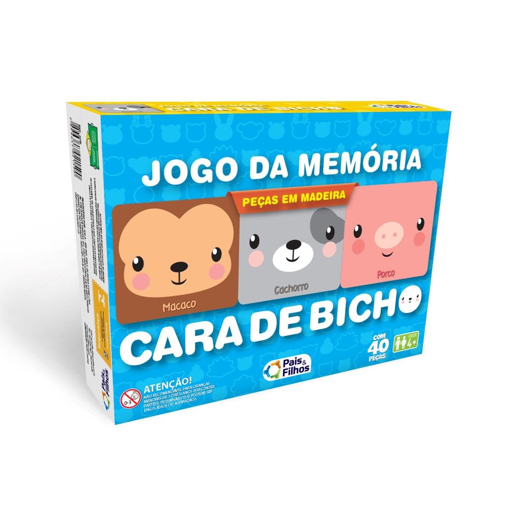 Jogo da Memória de Madeira dos Animais 30 Peças