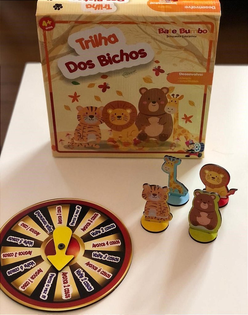 Jogo Trilha dos Bichos Brinquedo Educativo - Bate Bumbo