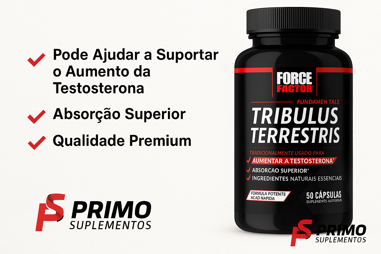 Produto Tribulus Terrestris Force Factor 1000mg – suplemento natural com alta absorção