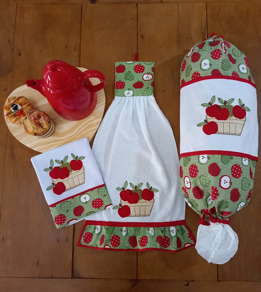 Kit Jogo De Cozinha Estampado 7 Peças panos de cozinha várias cores